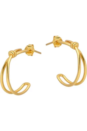 Zilver Goudkleurig Knoop Oorbellen - Verguld Oorbellen Knoop - Node Earrings Silver 925 - Amona Jewelry