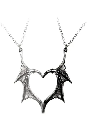 Alchemy Darkling Heart - Friendship Pendant Ketting - Zilverkleurig/Zwart