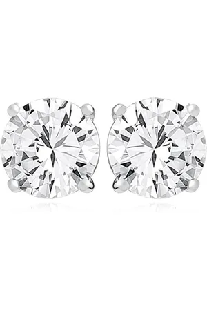 Zilver Ronde Oorbellen - en Oorstekers Ronde Zirkonia - Ronde Zirkonia Oorbellen - en Dames Oorstekers - Round Shape Zirconia Stud Earrings 10mm - Amona Jewelry