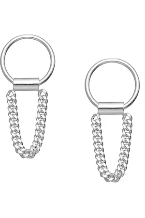 EAR IT UP Oorbellen - Cirkel - Ketting - Push back oorknopjes - 925 sterling - 28 x 12 mm - 1 paar