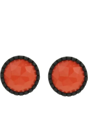 Behave Oorsteker Damers - Rond 2 cm - Zwart met Roest ronde faceteede kunstof steen