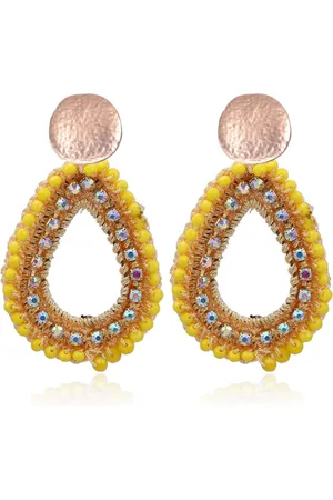 Cilla Jewels Druppelvormige Oorhangers met Kristal en Touw