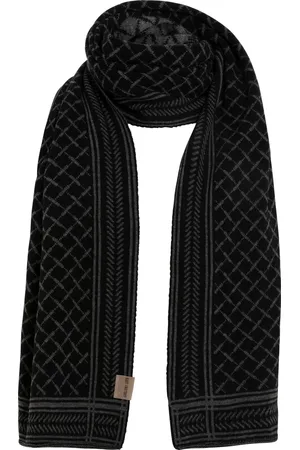 Knit Factory Dusk Gebreide Sjaal Unisex - & donkergrijs geruite rechte sjaal voor herfst en winter - Langwerpige sjaal - Wollen sjaal - Heren sjaal - Dames sjaal - /Antraciet - 200x35 cm