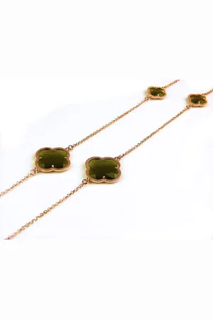 SOPHIE Model Fiori gesloten klavers collier in zilver roze verguld kaki klavers