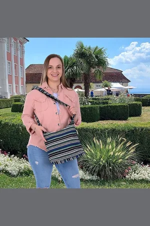 Merkloos Dames schoudertas. Hobo tas van geweven katoen met verstelbare hengsels. Crossbody schoudertas met strepen design. Cadeau-ideeën voor vrouwen/meisjes