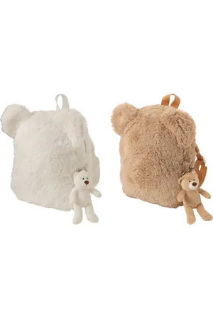 Merkloos Rugzakje - pluche - - beige - 28x25x (h)6 cm - 1 Exemplaar - Willekeurig toegestuurd