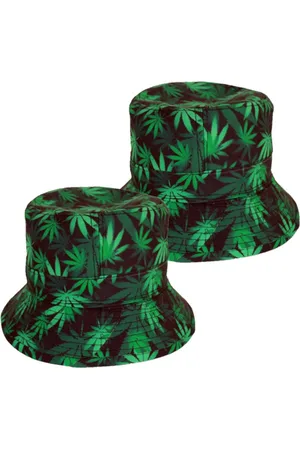 Merkloos Wietblaadjes/Hippie thema - vissershoedje/zonnehoedje - 2x - voor volwassenen