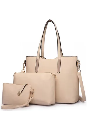 Merkloos Miss Lulu Handtas|Schoudertas | Portemonnee - Damestas 3-delige Set Schoudertas, Handtas en Portemonnee - Stijlvol - Kunstleer - Grote Capaciteit - (LT6648 BG)