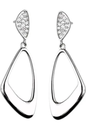 Zilver Oorbellen - Oorhangers dames - Oorbellen kleurig - Oorbellen Gerhodineerd - Dames Oorbellen met zirkonia - Oorbellen Dames hangers -Amona Jewelry