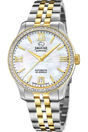 Jaguar J998/1 Dames Horloge - Saffierglas - Roestvrijstaal/Staal - Goudkleurig/Zilverkleurig - Ø 34 mm - Automatisch - Vouw/Vlindersluiting