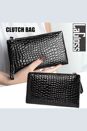 Merkloos LaGloss® SET 2 STUKS Modische Mobiele Telefoon / Portemonnee Tasjes - Type Lil Bag - Imitatie Krokodil Clutch - 2x - 19x11x2 cm
