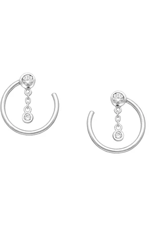 EAR IT UP Oorbellen - Cirkel - Ketting - Push back oorknopjes - 925 sterling - Zirkonia - Kastzetting - 15 x 16 mm - 1 paar