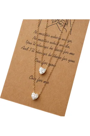 Jaynoi Ketting met Hanger Goud kleurig - Ketting met Hartje - Ketting met Steen - Ketting met Hanger Edelsteen - Vriendschapsketting kind - Ketting vriendschap - Ketting hartje - Vriendschap sieraden - Vriendschapsketting voor 2 - BFF ketting voor