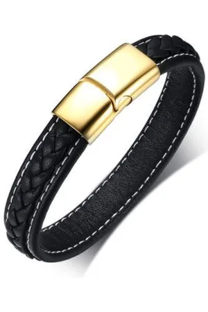 Jonline Schitterende Leren Armband Sluiting Goud | Damesarmband | Herenarmband