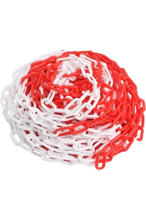 vidaXL Veiligheidsketting - Ø - 4 - mm - 100 - m - kunststof - rood - en - wit