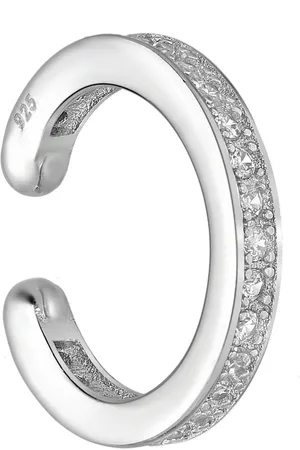 EAR IT UP Ear cuff - Gerhodineerd 925 sterling - Zirkonia - Pavézetting - 13 x 2 mm - 1 stuk