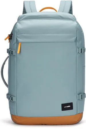 Pacsafe GO Carry-on Backpack - 44 L - Schoudertas - Geschikt als Handbagage - Waterafstotend - Op 2 Manieren te Gebruiken - RFID-blokkerend - Anti-diefstal - Gerecycled Polyester - Turn & Lock Security Hooks - Koffer - Blauw