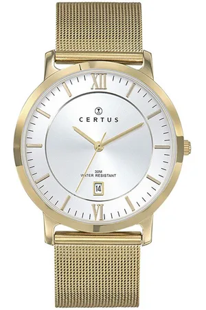 Certus Heren horloge-Milanese band-Goudkleurig-Datumaanduiding-Verstelbare band-39MM