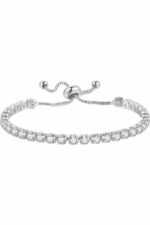 Fako Bijoux® Dames Armband Zirkonia Transparant - 4mm - Verstelbaar - Cadeau - Verjaardag - Vrouw