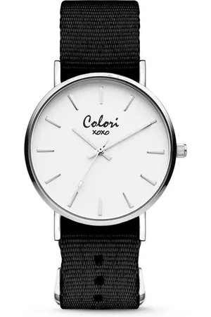 Colori XOXO 5 COL543 Horloge - Nato Band - Ø 36 mm - Donker Bruin / Zilverkleurig