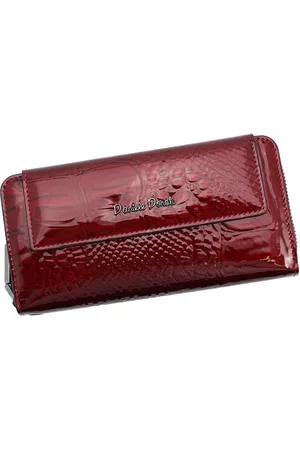 Daniele Donati Dubbele Ritsportemonnee - Lakleer - Rood - Crocoprint