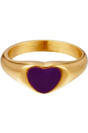 Yehwang Stainless steel -enamel- heart -ring- purple - Paars-18
