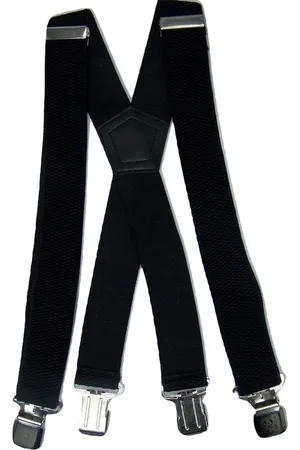 Flores Lederwaren Heren - Dames Bretels – 4 brede stalen clips bretel - Unisex volwassenen -Motorrijders – Spijkerbroek – Beroepskleding – Skikleding – Kleur: .