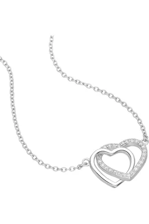 EAR IT UP Ketting - Hart - Verbonden - Heart - Gerhodineerd - Zirkonia - Pavézetting - 41 tot 44 cm - 1 stuk