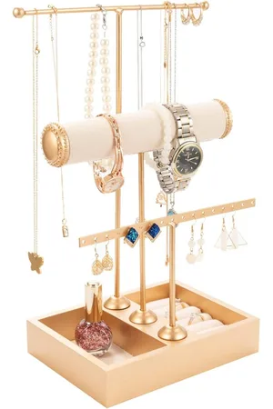 Merkloos Sieradenstandaard T-vormige kettinghouder 3 staven - Sieradenboom voor kettingen, oorbellen, armbanden, ringen, horloges - Sieradenopslag en accessoires