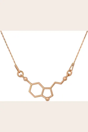 ARLIZI 0933 Ketting Serotonine Molecuul Hanger - Dames - Roséverguld - 45 cm
