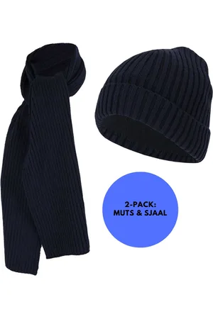 sarlini Muts & Sjaal jongens - Ribbed - Effen - 2/4 Jaar