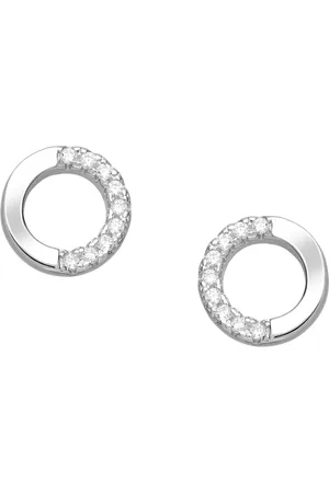 EAR IT UP Oorbellen - Cirkel - Push back oorknopjes - Gerhodineerd 925 sterling - Zirkonia - Pavézetting - 7 mm - 1 paar