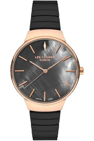 Lee LC07342.430 - Horloge - Analoog - Dames - Vrouwen - stalen band - Streepjes - Zwart - Rosékleurig