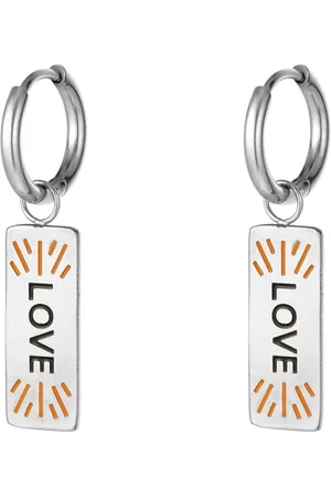 LMPiercings NL Oorring hanger bedel love - zilver