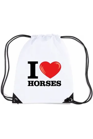 Bellatio Decorations Nylon I love horses/ paarden rugzak/ gymtas met rijgkoord