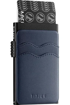 Merkloos Pop Up Kaarthouder Slanke Portemonnee RFID Blokkerende Metalen Minimalistische Kaarthouder Blauw S Modern voor Mannen Vrouwen