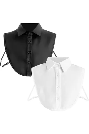 Merkloos Kraaginzetstuk voor dames, kraag, afneembare blousekraag, inzetstuk voor dames, overhemden, pak, trui, 2 stuks (wit, zwart), wit, zwart.