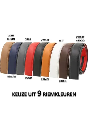 Merkloos Witte lederen riem (3,5 cm breedte) zonder gaatjes voor automatische gespen voor heren ( gesp niet inbegrepen )