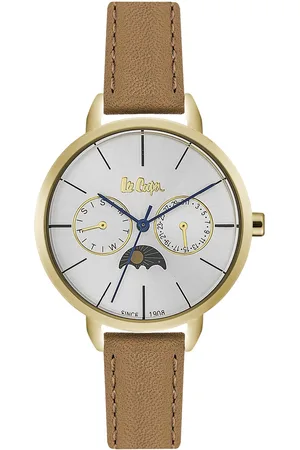 Lee LC06483.134 - Horloge - Analoog - Dames - leren band - Bruin - Goudkleurig