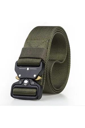 Merkloos Tactical Belt - Militaire Combat Riem - Heupriem - Outdoor Sport - Verstelbare Riem - 125 CM - (Leger/Donker)Groen