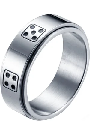 LGT JWLS Stalen mannen ring Dobbelsteen spinner -17mm