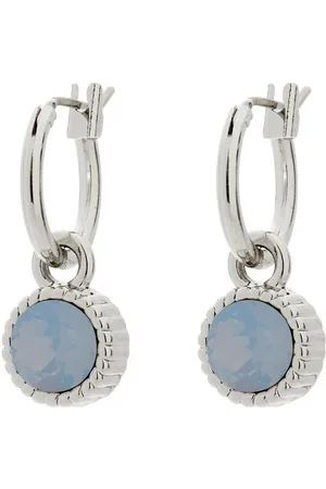 Biba Oorbellen - Oorhanger - Opal - Licht BlauwSwarovski Steen - Verzilverd - Nikkelvrij - Zilverkleurig