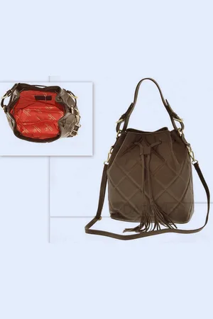 Merkloos Leder tas | Laura Biaggi |Tas | donkerbruin | chocolade |