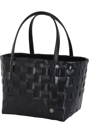 Handed By Duurzame handgevlochten boodschappentas met luxe zachte hengsels - Shopper - Weekendtas - Strandtas - Sporttas - Color Match - zwart - black