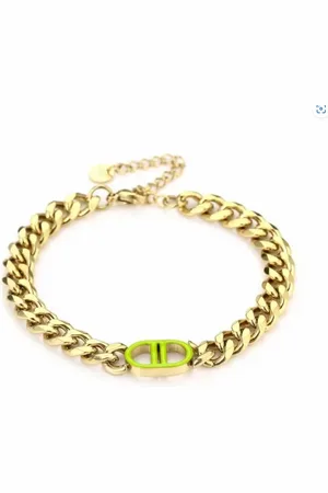 MICHELLE Armband - chain - groen - - stainless steel- verstelbaar