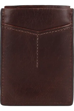 Fossil Leren Kaarthouder Dollarclip Derrick Magnetic Card Case Bruine