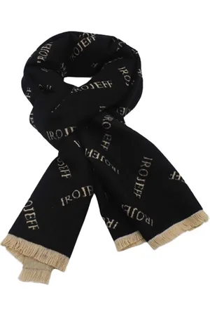 P-Modekontor Winter Sjaal Dames Sjaal Zwart Beige met Letters