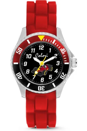 Colori Kidz 5-CLK134 Kinderhorloge - Siliconen Band - Ø 30 mm - F1 Racewagen - Rood