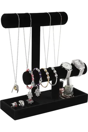 Merkloos Houder Organizer - Armband Ketting met Ring - Oorbel Lade - Sieraden Displays - Bangles Scrunchy - Haarbanden - Horloges - Kettingen - Zwart Fluweel