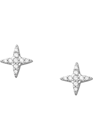 EAR IT UP Oorbellen - Sparkle - Ster - Push back oorknopjes - Gerhodineerd 925 sterling - Zirkonia - Pavézetting - 6 mm - 1 paar
